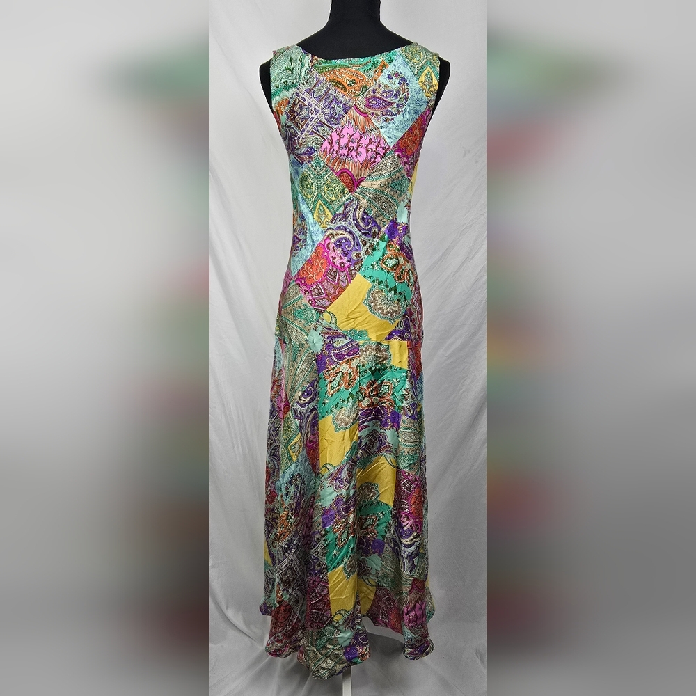Sundance Patchwork Silk Bohemian Festive Women's Sleeveless Maxi Dress sz S - Picture 4 of 6